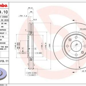 Brembo 09.9619.11 - Bremsscheibe (Nachtexpress)