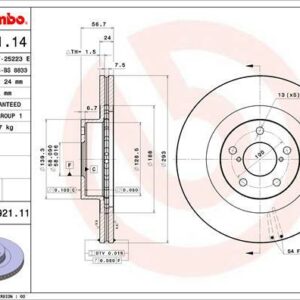 Brembo 09.A921.11 - Bremsscheibe (Nachtexpress)