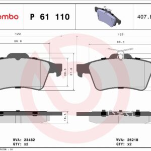 Brembo P 61 110 - Bremsbelagsatz, Scheibenbremse (Nachtexpress)