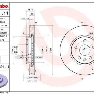 Brembo 09.D391.11 - Bremsscheibe (Nachtexpress)