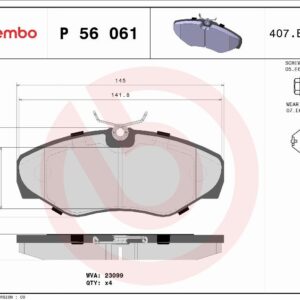 Brembo P 56 061 - Bremsbelagsatz, Scheibenbremse (Nachtexpress)