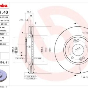 Brembo 09.9574.41 - Bremsscheibe (Nacht)