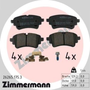 Zimmermann 26265.175.3 - Bremsbelagsatz, Scheibenbremse (Nacht)