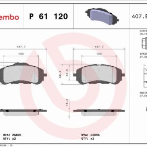 Brembo P 61 120 - Bremsbelagsatz, Scheibenbremse (Nacht)