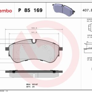 Brembo P 85 169 - Bremsbelagsatz, Scheibenbremse (Nacht)