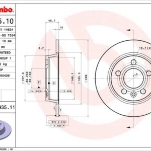 Brembo 08.6935.11 - Bremsscheibe (Nacht)