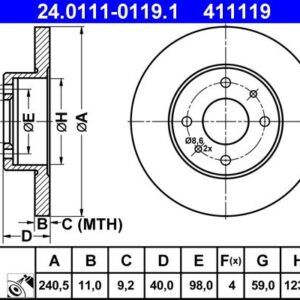 ATE 24.0111-0119.1 - Bremsscheibe (48h-Zulieferer)