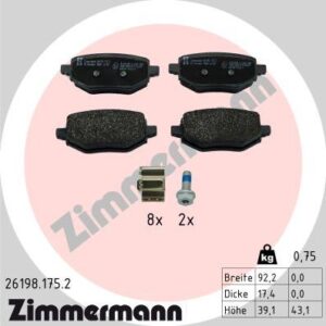 Zimmermann 26198.175.2 - Bremsbelagsatz, Scheibenbremse (Nacht)