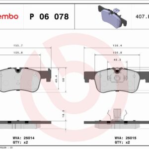Brembo P 06 078 - Bremsbelagsatz, Scheibenbremse (Nacht)