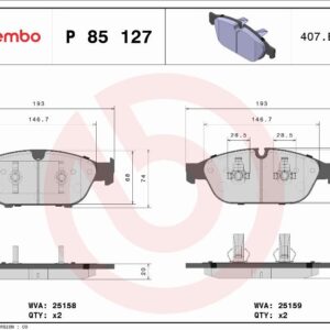 Brembo P 85 127 - Bremsbelagsatz, Scheibenbremse (Nacht)